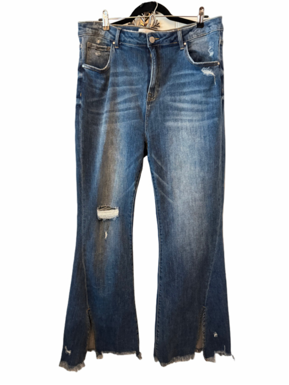 Women's Risen Jeans Flare Wide Leg Jeans Blue Size 2XL